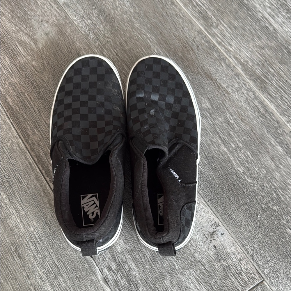 Vans Black and Gray Checkered Slip-Ons